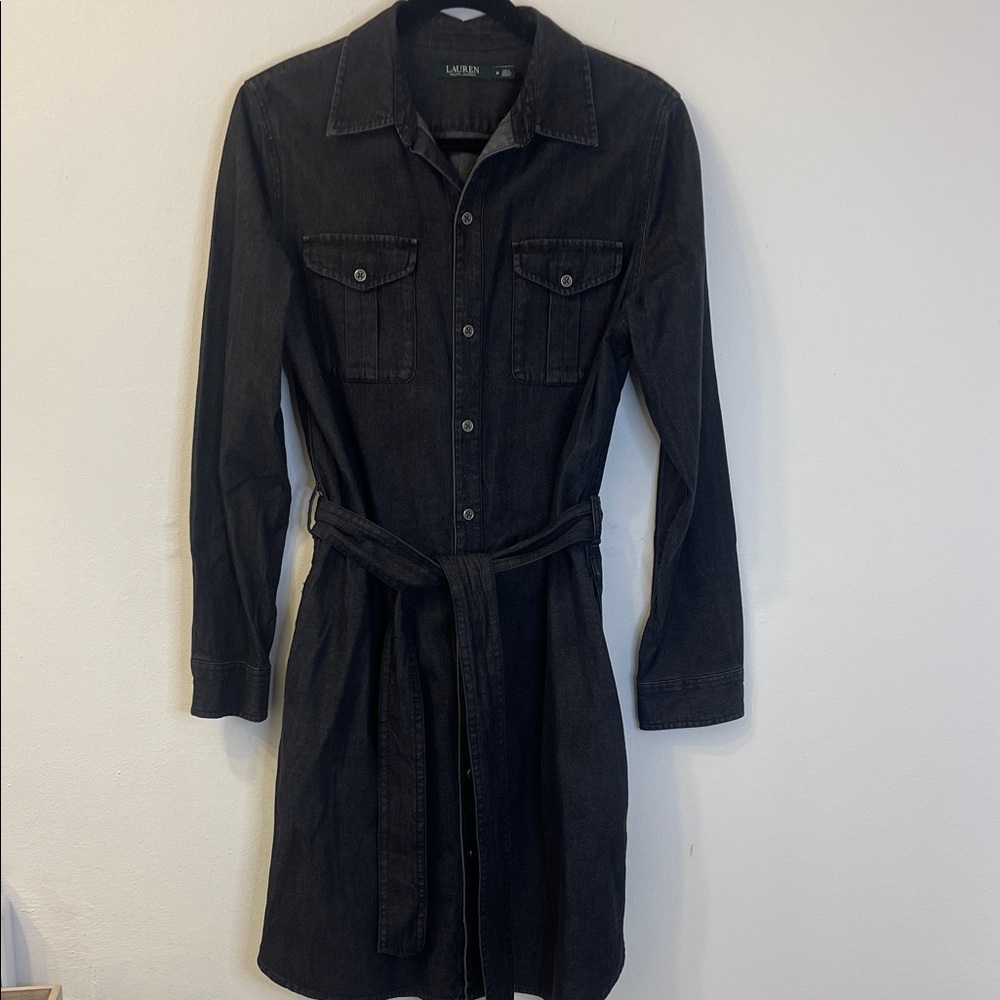 Lauren Ralph Lauren Denim Black Dress Size Medium PTP 20” EUC
